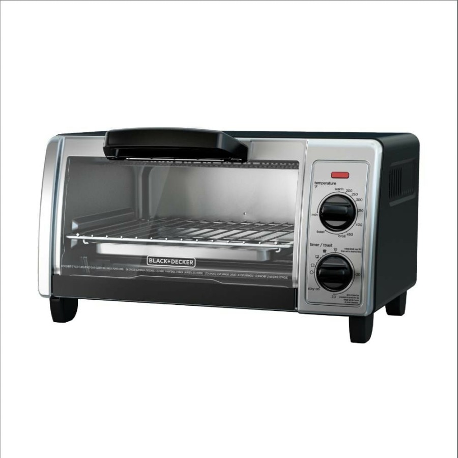 Toasters & Toaster Ovens * | Black+Decker Toasters & Toaster Ovens 4-Slice Stainless Steel Convection Toaster Oven (1150-Watt)