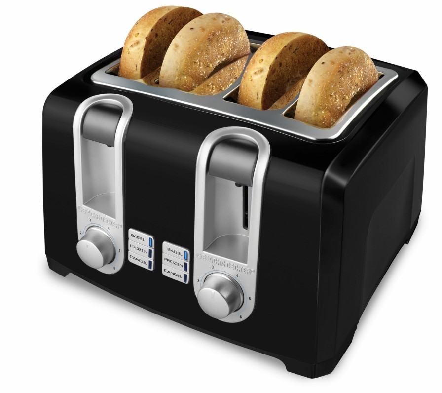 Toasters & Toaster Ovens * | Black+Decker Toasters & Toaster Ovens 4-Slice Black 1400-Watt Toaster