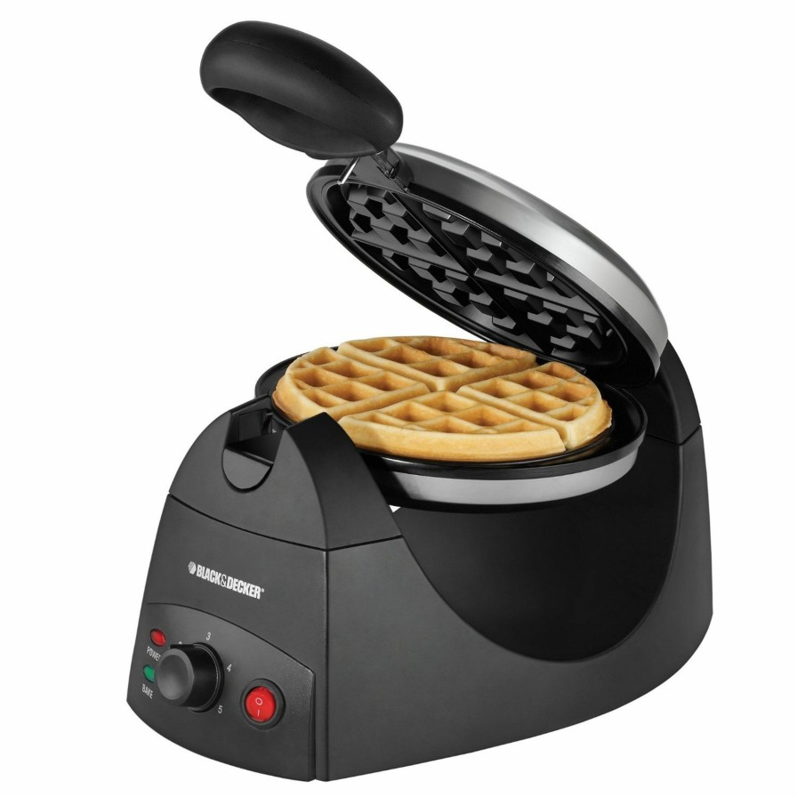 Indoor Grills, Skillets & Waffle Makers * | Black+Decker Indoor Grills, Skillets & Waffle Makers Round Flippable Belgian Waffle Maker