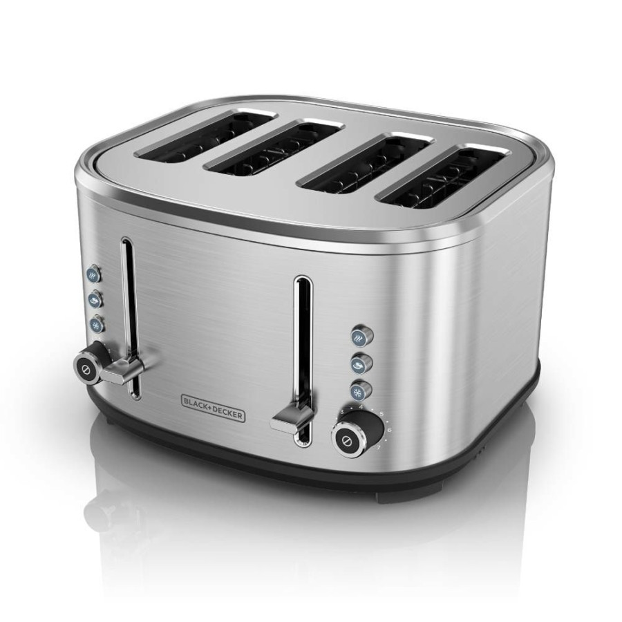 Toasters & Toaster Ovens * | Black+Decker Toasters & Toaster Ovens 4-Slice Silver 1500-Watt Toaster