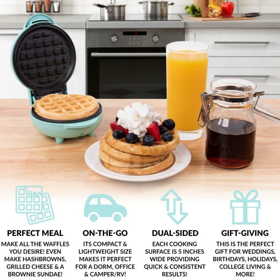 Indoor Grills, Skillets & Waffle Makers * | Nostalgia Indoor Grills, Skillets & Waffle Makers Round Mini Waffle Maker