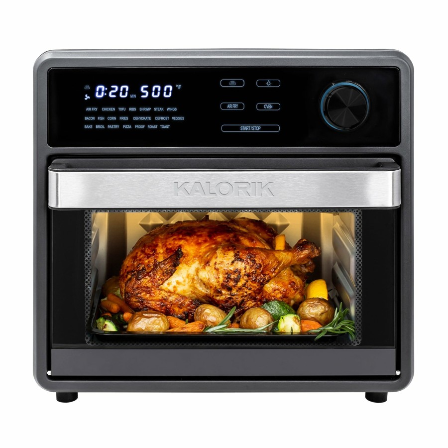 Toasters & Toaster Ovens * | Kalorik Toasters & Toaster Ovens Maxx Black Toaster Oven With Rotisserie (1600-Watt)