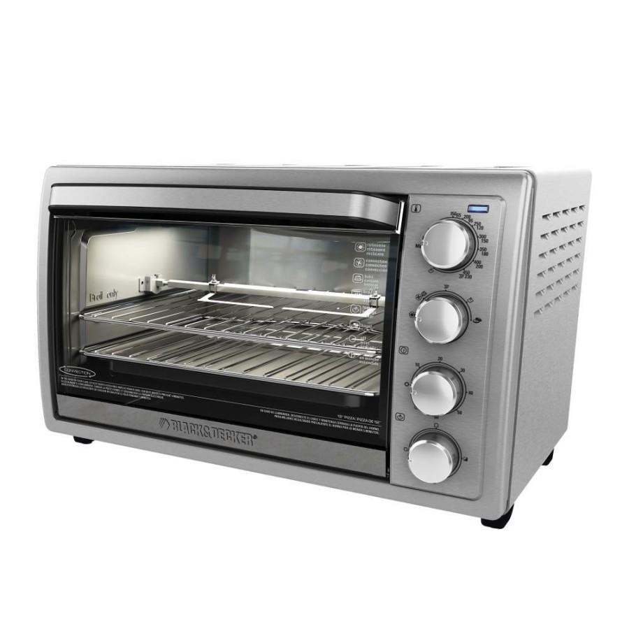 Toasters & Toaster Ovens * | Black+Decker Toasters & Toaster Ovens 6-Slice Stainless Steel Convection Toaster Oven With Rotisserie (1500-Watt)