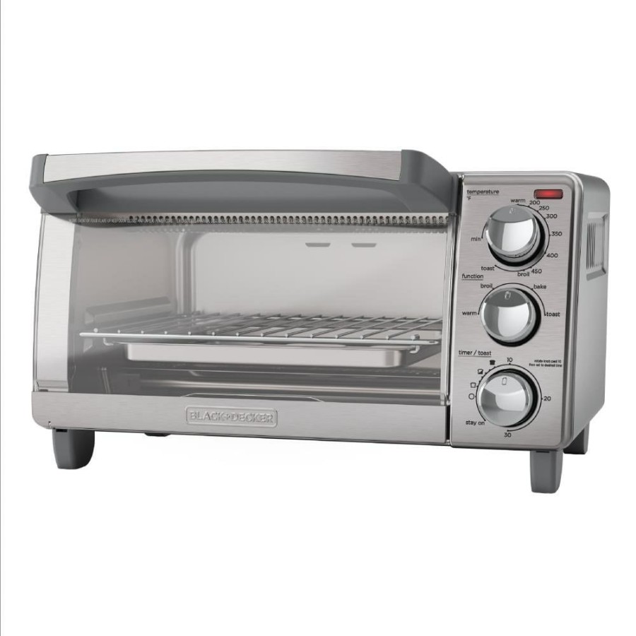 Toasters & Toaster Ovens * | Black+Decker Toasters & Toaster Ovens 4-Slice Stainless Steel Convection Toaster Oven (1150-Watt)