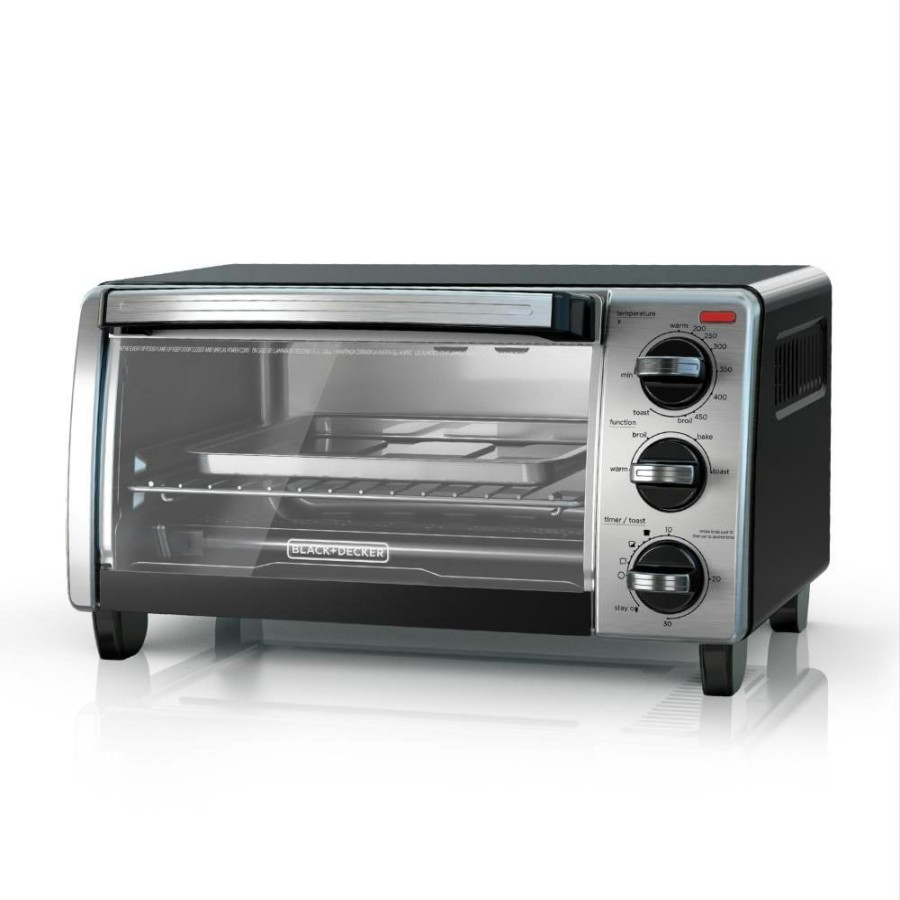 Toasters & Toaster Ovens * | Black+Decker Toasters & Toaster Ovens 4-Slice Stainless Steel Convection Toaster Oven (1150-Watt)