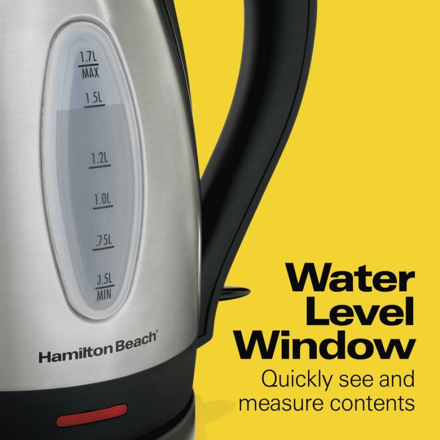 Espresso, Tea & Coffee Machines * | Hamilton Beach Espresso, Tea & Coffee Machines Stainless Steel 7-Cup Cordless Electric Kettle